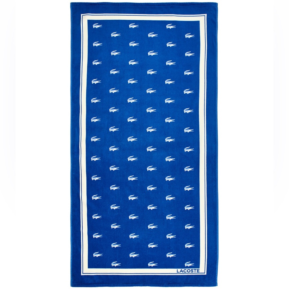 Lacoste Royal Blue Bath Towel with White Accents - Picture 2 of 4